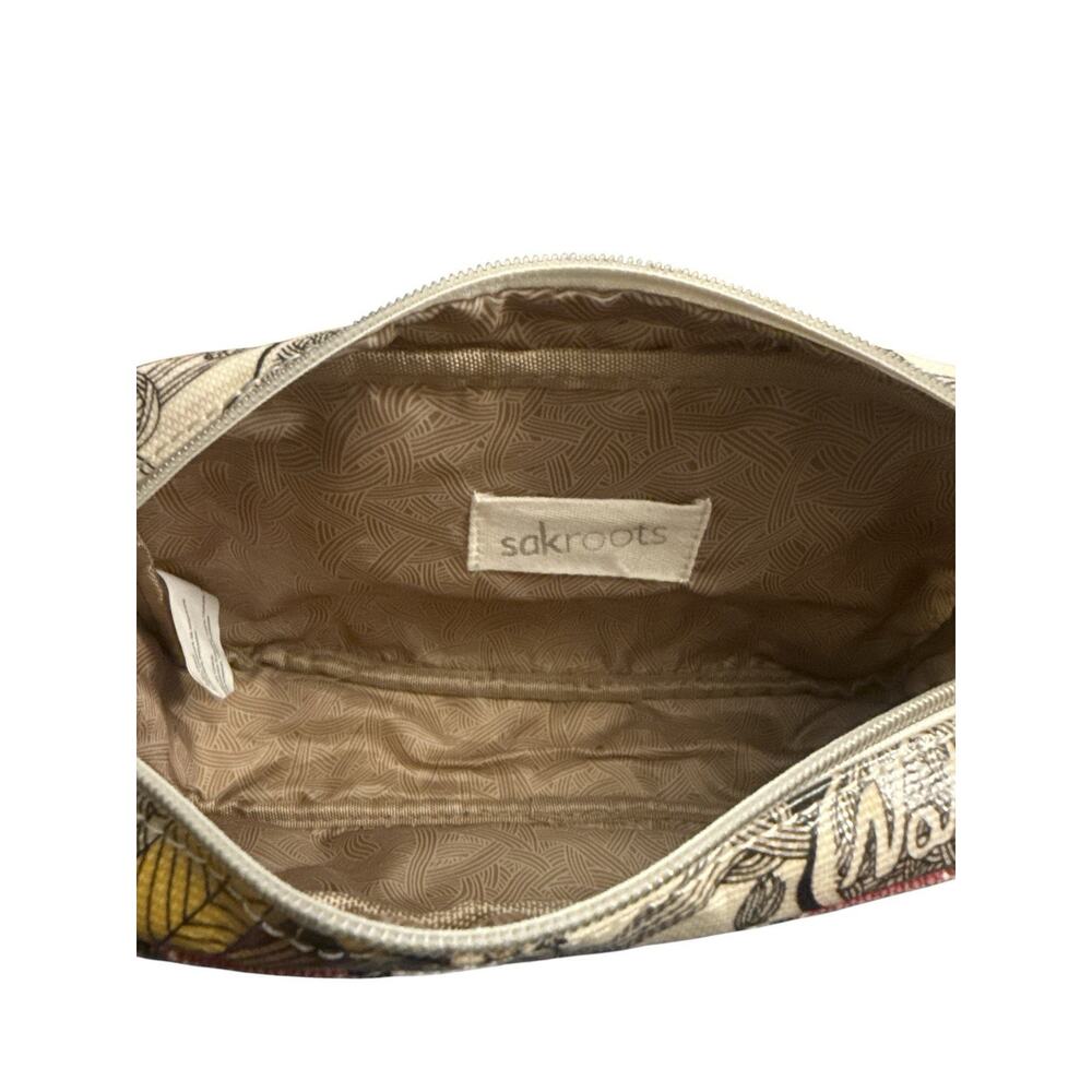 Sakroots Organizer Foldover Cosmetic Case Zip Top Ivory Bird Peace Print - Picture 7 of 12